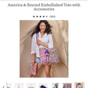 America and Beyond Tote with matching small beauty bag
